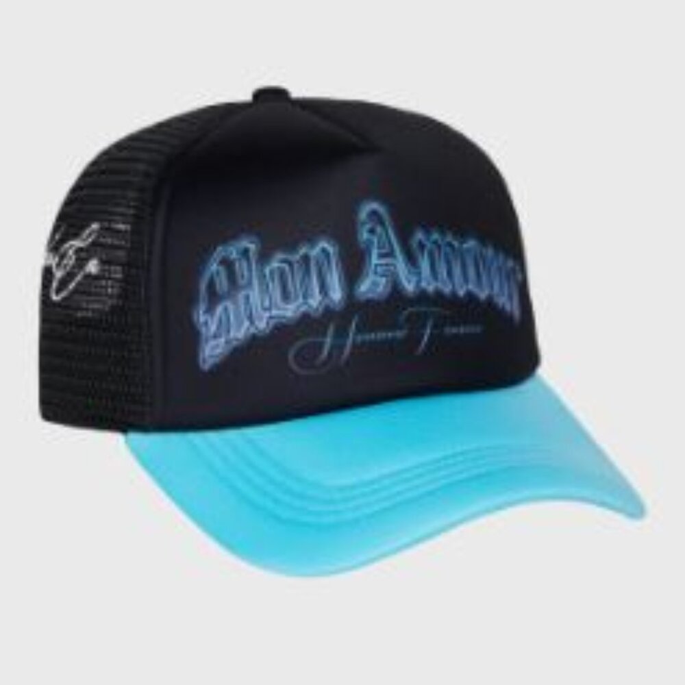 Homme Femme Mon Amour My Love trucker Black and Blue Trucker har
